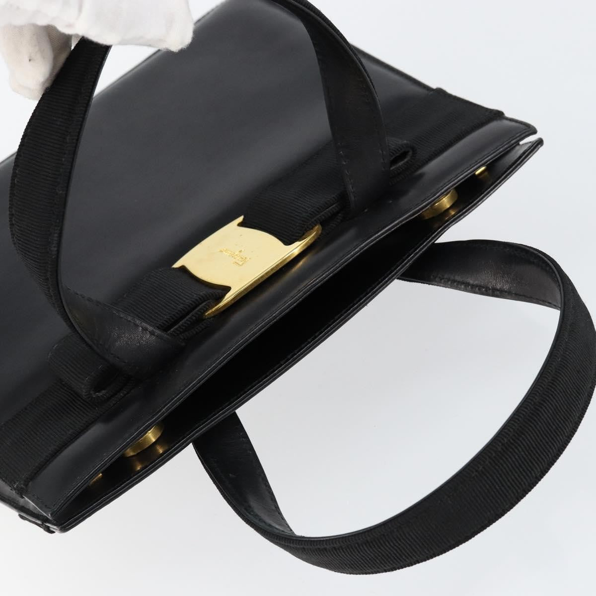 Salvatore Ferragamo Convertible Vara Bow Tote Leather Black Leather Handbag (Pre-Owned)