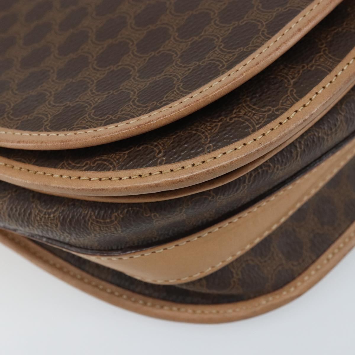 Celine Vintage Macadam Shoulder Bag Canvas And Leather Brown Canvas Shoulder Bag Bag (Pre-Owned)