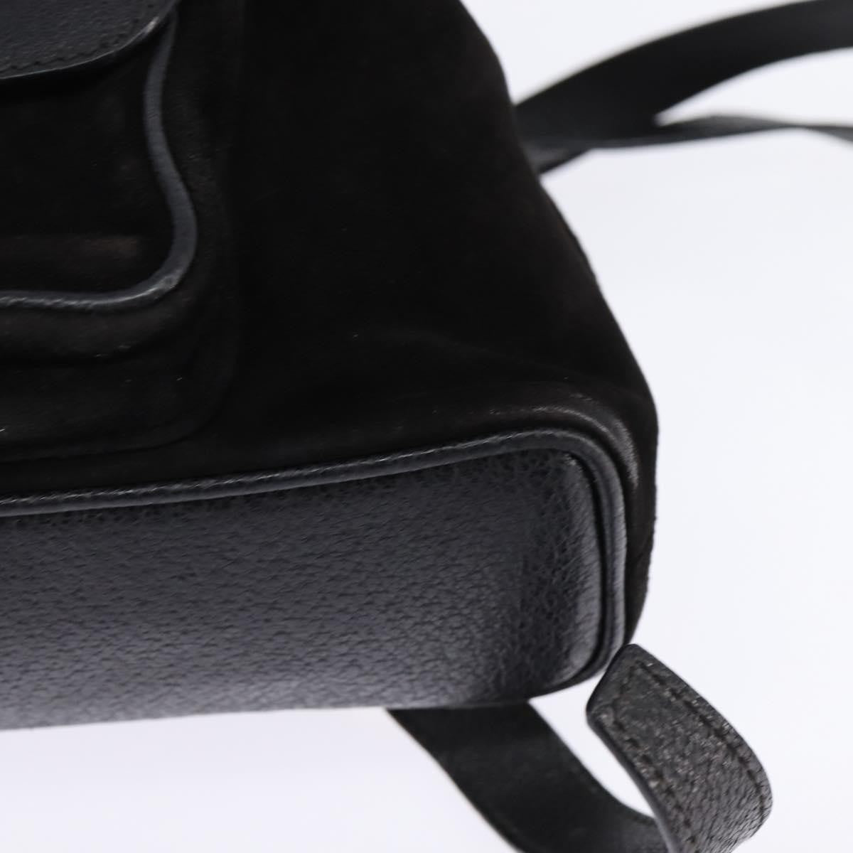 Gucci Vintage Bamboo Backpack Suede Black Suede Backpack Bag (Pre-Owned)