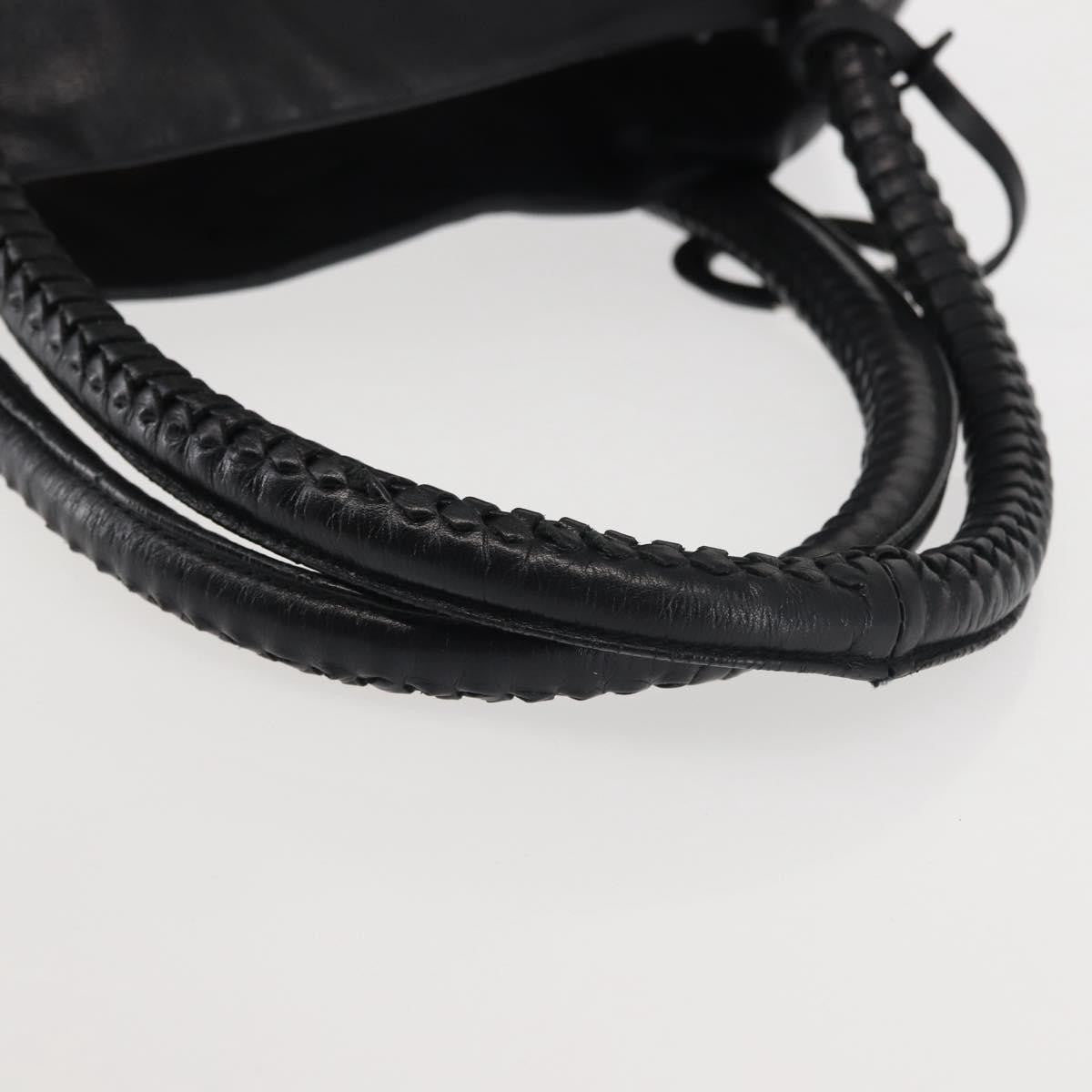 Salvatore Ferragamo Gancini Tote Leather Black Leather Tote Bag Bag (Pre-Owned)