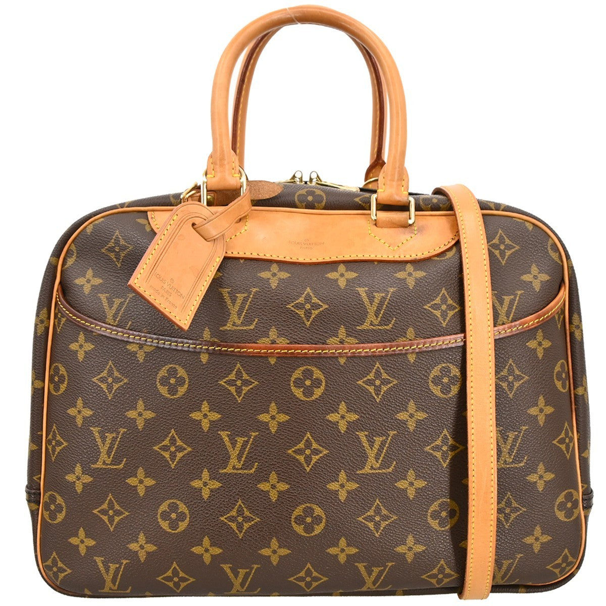Louis Vuitton Deauville Handbag Monogram Canvas Brown Canvas Handbag (Pre-Owned)