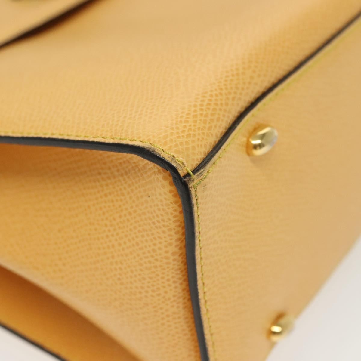 Celine Vintage Convertible Turnlock Top Handle Bag Leather Yellow Leather Bag (Pre-Owned)