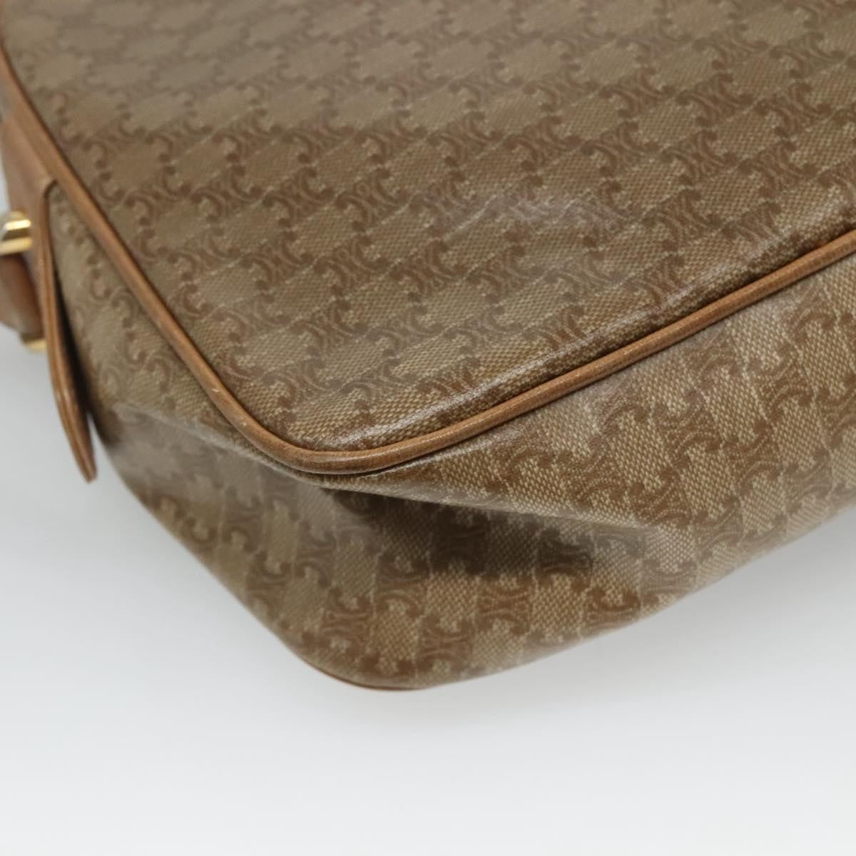Celine Vintage Macadam Shoulder Bag Canvas And Leather Beige Canvas Shoulder Bag Bag (Pre-Owned)