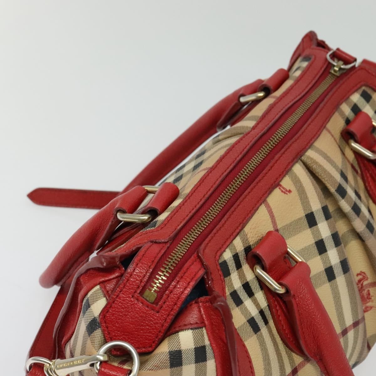Burberry Pilgrim Satchel Haymarket Coated Canvas Beige Canvas Handbag (Pre-Owned)