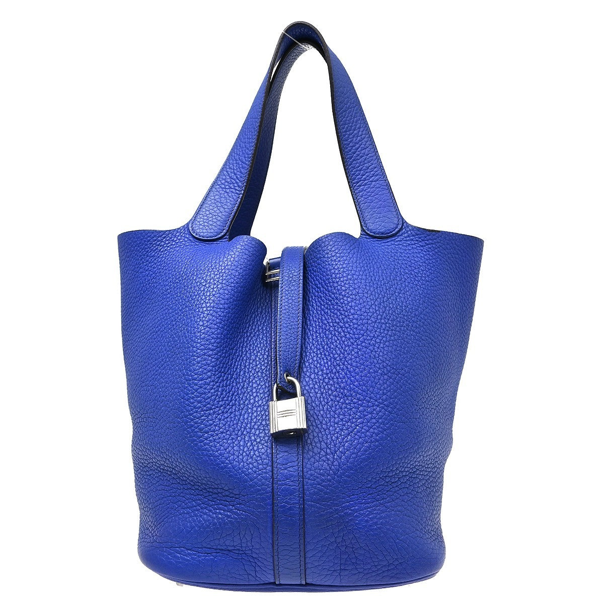 Hermes Picotin Lock Bag Clemence Blue Leather Handbag (Pre-Owned)