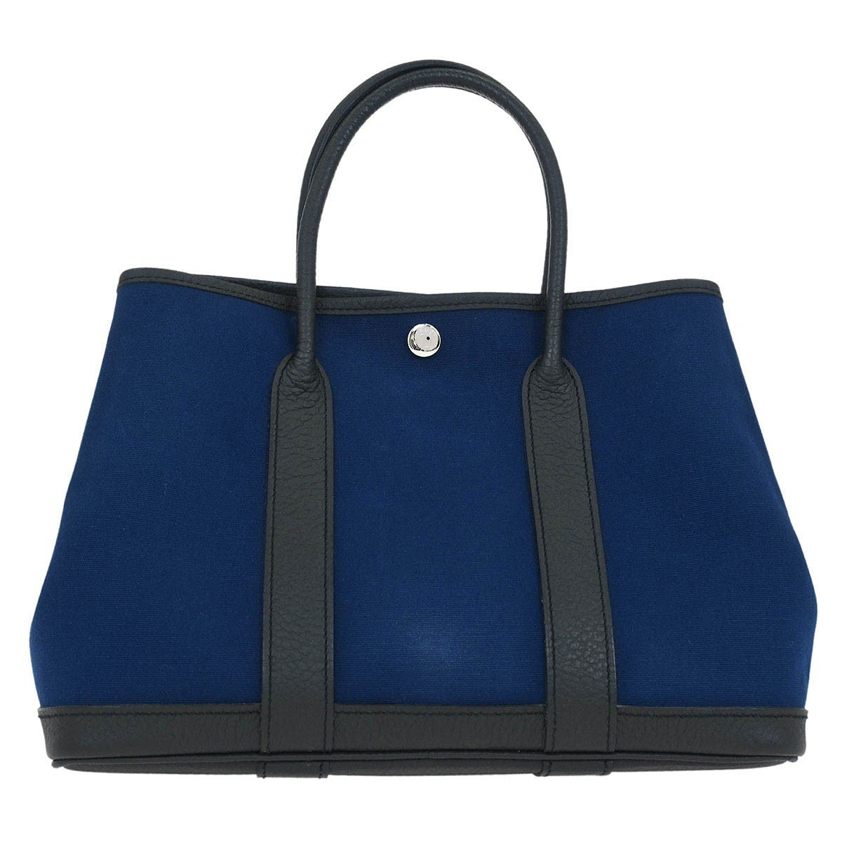 Hermes Garden Party Tote Toile And Leather Navy Canvas Tote Bag Bag (Pre-Owned)