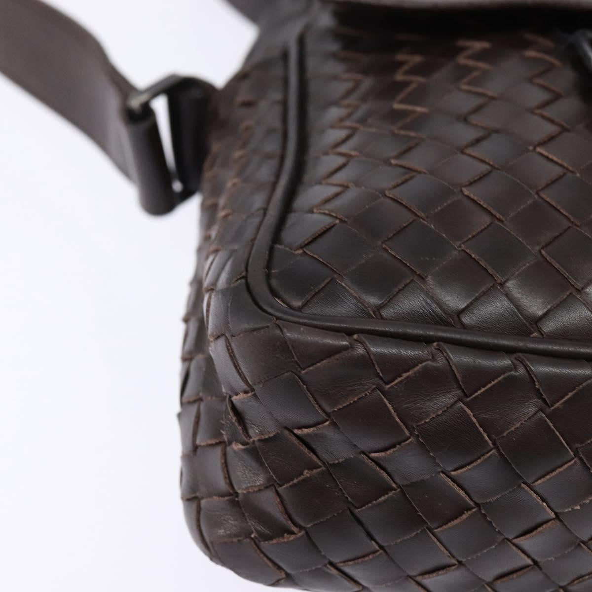 Bottega Veneta Front Pocket Messenger Bag Intrecciato Nappa Brown Leather Bag (Pre-Owned)