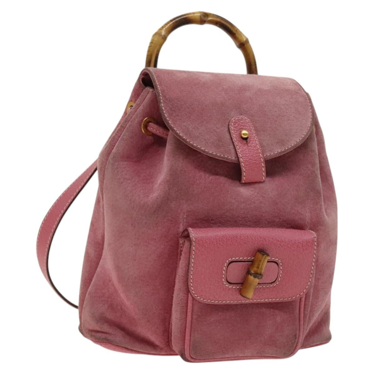 Gucci Gucci Bamboo Backpack Daim Pink Suede Backpack Bag (Pre-Owned)