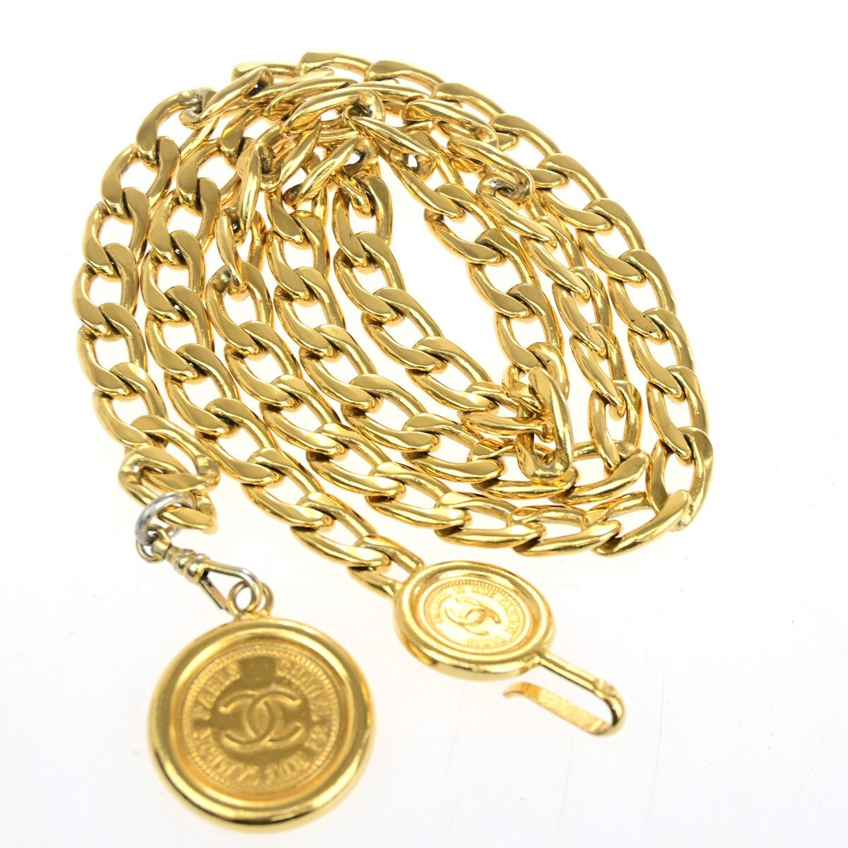 Chanel Vintage Medallion Chain Belt Metal Gold Gold_Plated Belts Accessory (Pre-Owned)