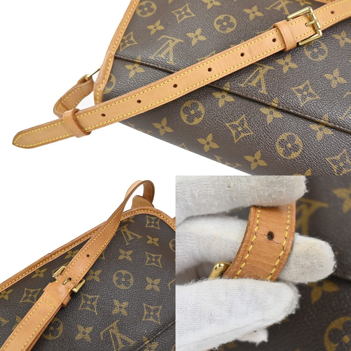 Louis Vuitton Sologne Handbag Monogram Canvas Brown Leather Shoulder Bag Bag (Pre-Owned)
