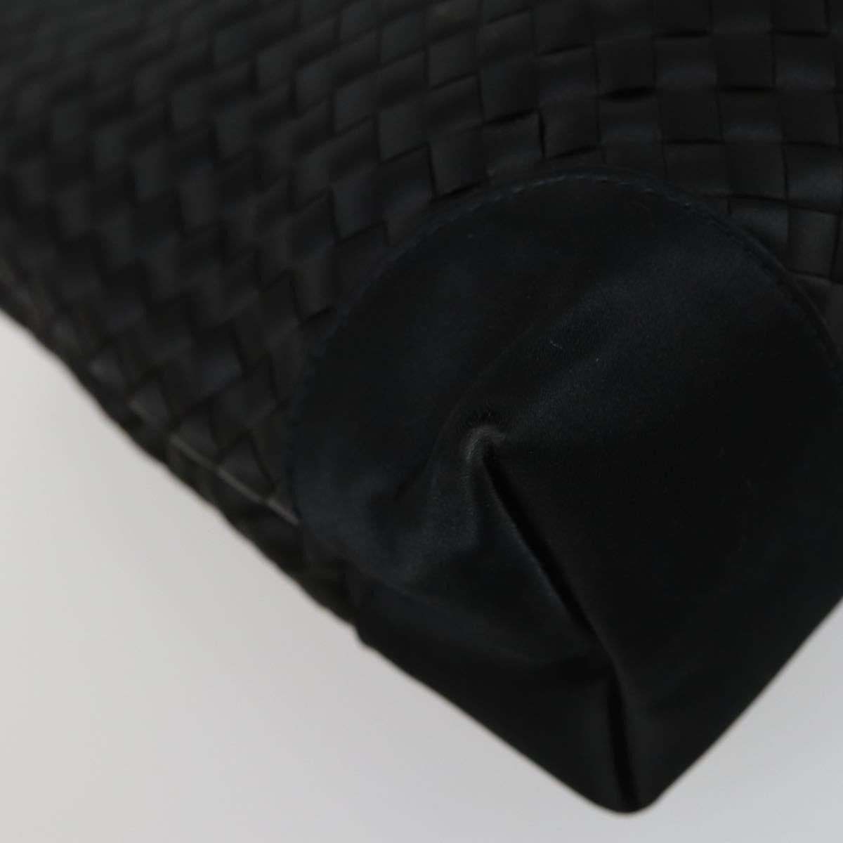 Bottega Veneta Intrecciato Handbag Satin Black Satin Handbag (Pre-Owned)