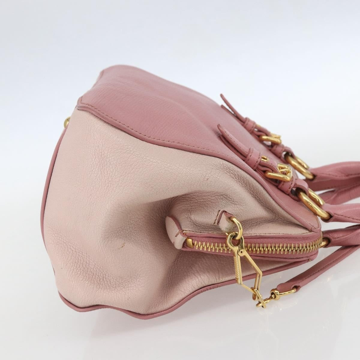 Miu Miu Madras Bowler Bag Leather Pink Leather Handbag (Pre-Owned)