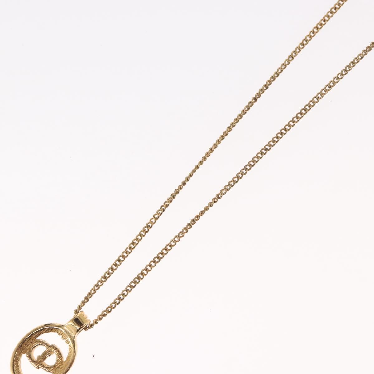 Christian Dior Cd Round Pendant Necklace Metal Gold Metal Necklace Jewelry (Pre-Owned)