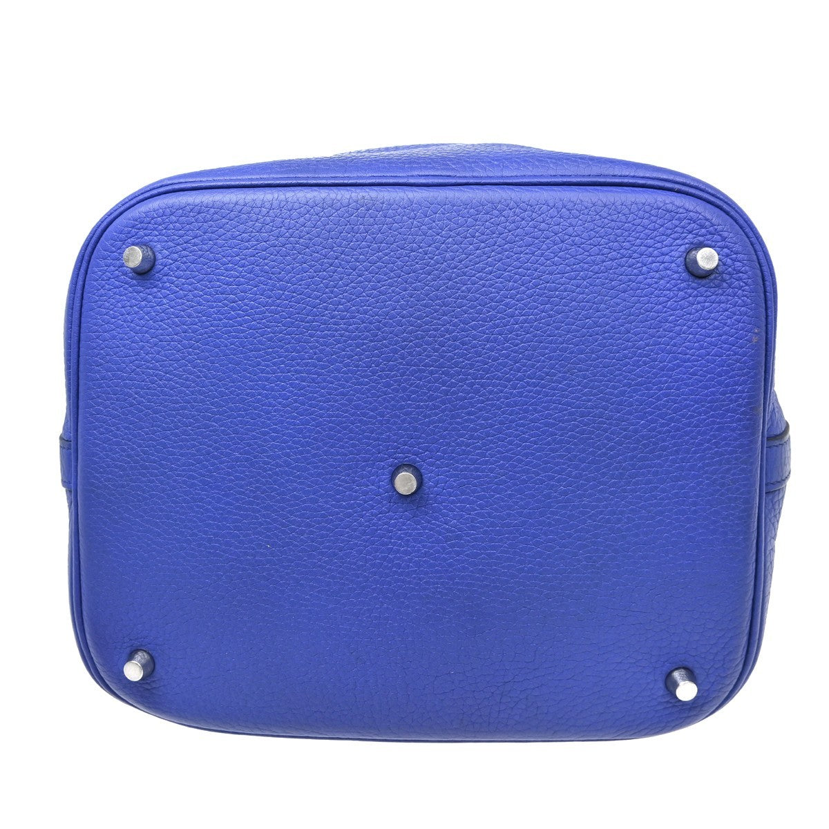 Hermes Picotin Lock Bag Clemence Blue Leather Handbag (Pre-Owned)