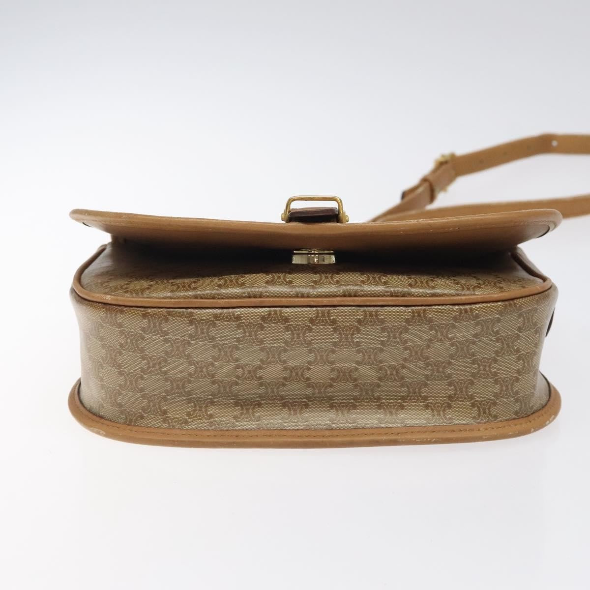 Celine Vintage Macadam Shoulder Bag Canvas And Leather Beige Canvas Shoulder Bag Bag (Pre-Owned)