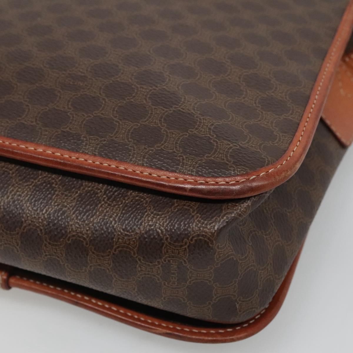 Celine Vintage Macadam Shoulder Bag Canvas And Leather Brown Canvas Shoulder Bag Bag (Pre-Owned)