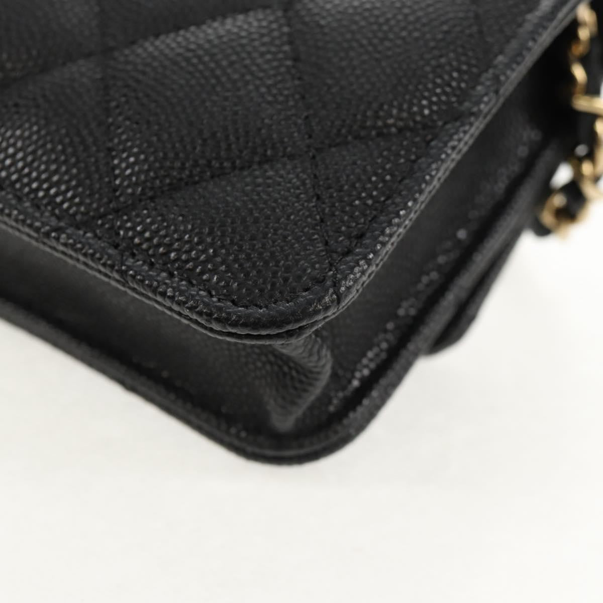 Chanel Classic Flap Clutch With Chain Quilted Caviar Black Leather Clutche & Pouche Bag (Pre-Owned)