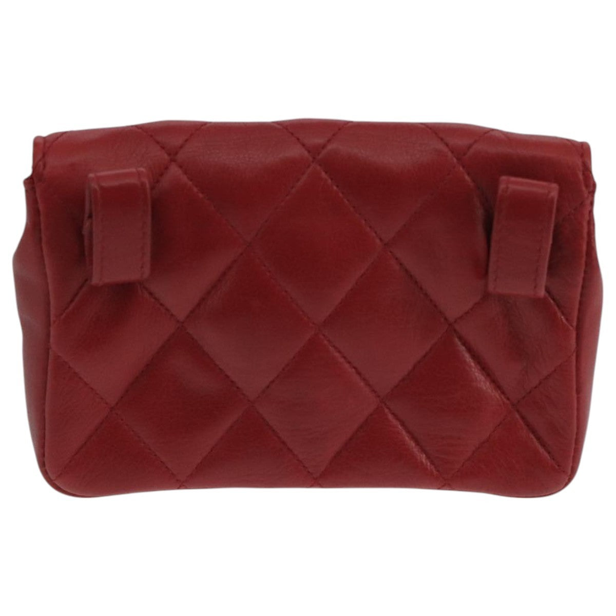 Chanel Vintage Cc Flap Waist Bag Quilted Leather Red Leather Clutche & Pouche Bag (Pre-Owned)