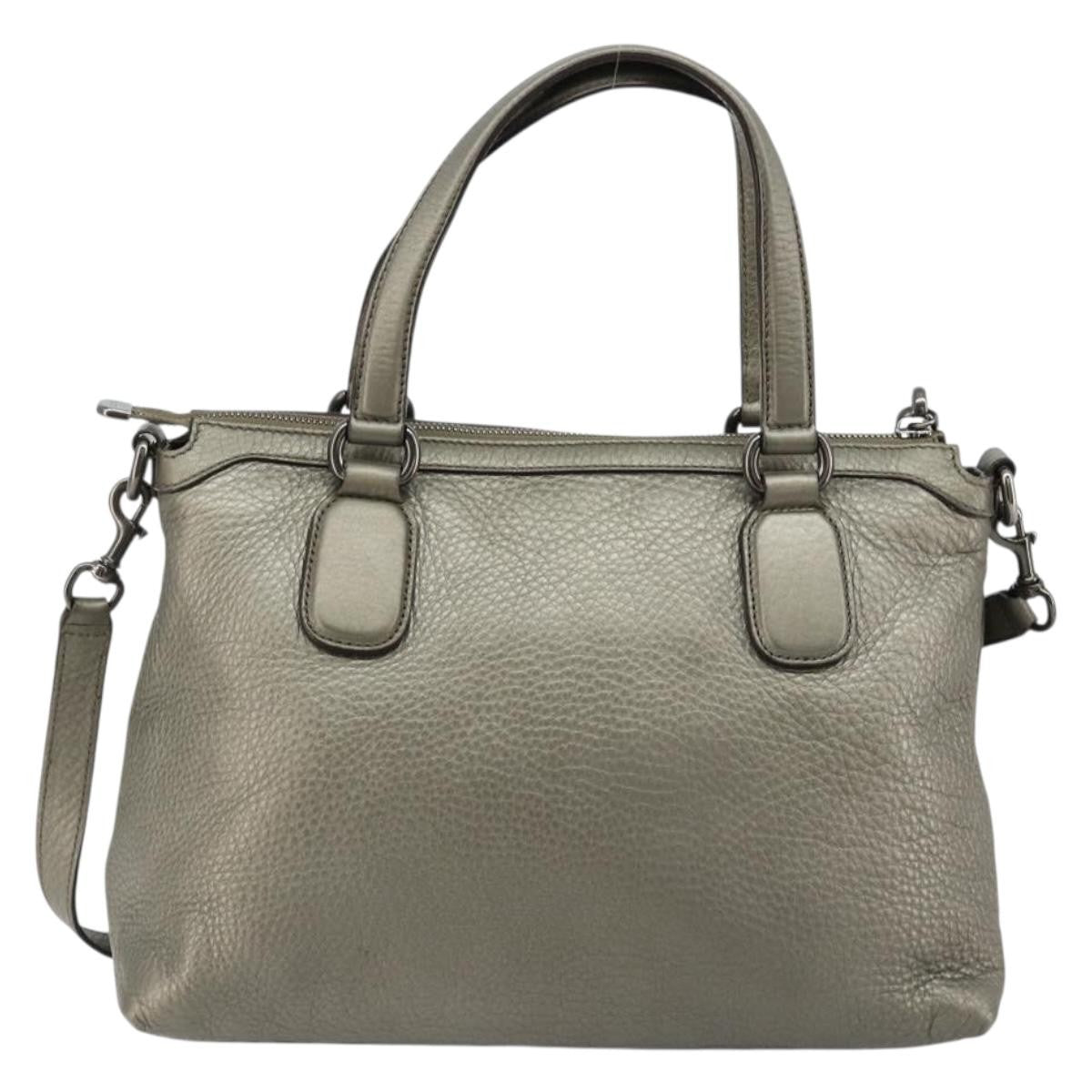 Gucci Soho Convertible Top Handle Bag Leather Silver Leather Handbag (Pre-Owned)