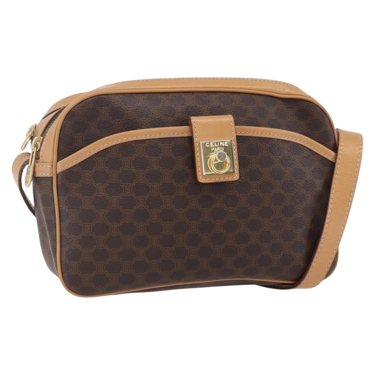 Celine Macadam Shoulder Bag Pvc Leather Brown Pvc Shoulder Bag Bag (Pre-Owned)