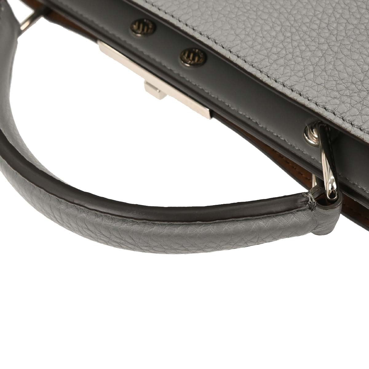 Fendi Peekaboo Iseeu Briefcase Leather Gray Leather Briefcase Bag (Pre-Owned)