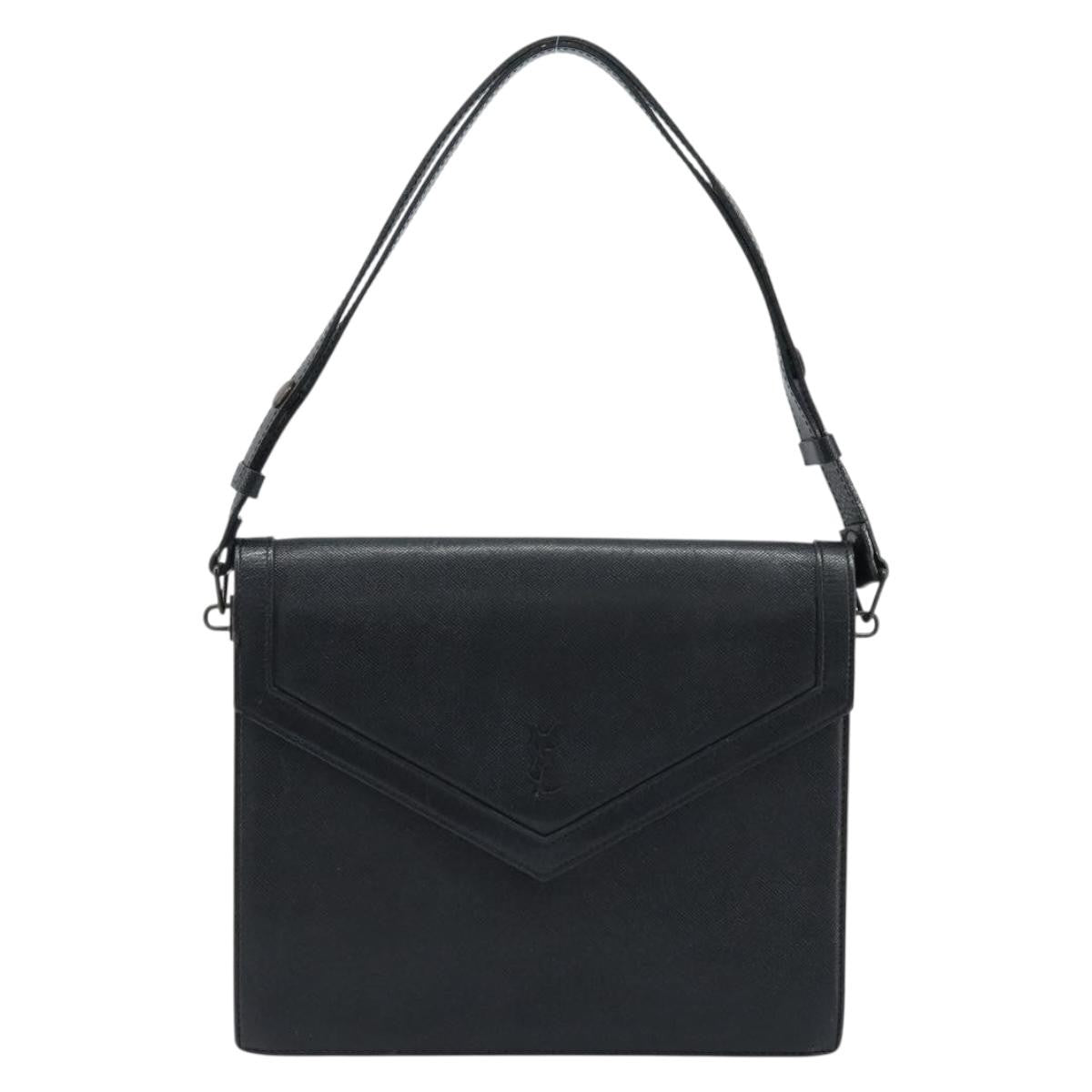 Saint Laurent Vintage Handbag Leather Black Leather Handbag (Pre-Owned)