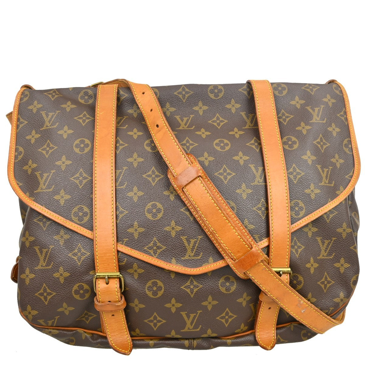 Louis Vuitton Saumur Handbag Monogram Canvas Brown Canvas Shoulder Bag Bag (Pre-Owned)