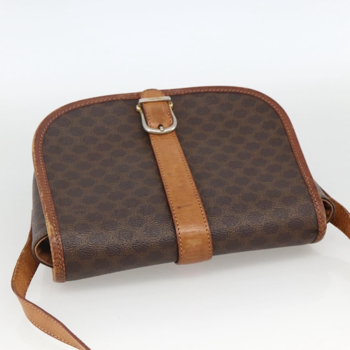 Celine Vintage Macadam Shoulder Bag Canvas And Leather Brown Canvas Shoulder Bag Bag (Pre-Owned)