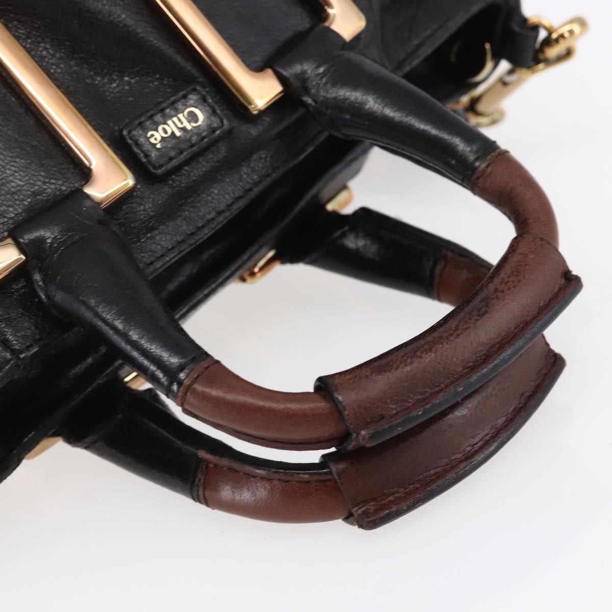 Chloe Ethel Handbag Leather Black Leather Handbag (Pre-Owned)