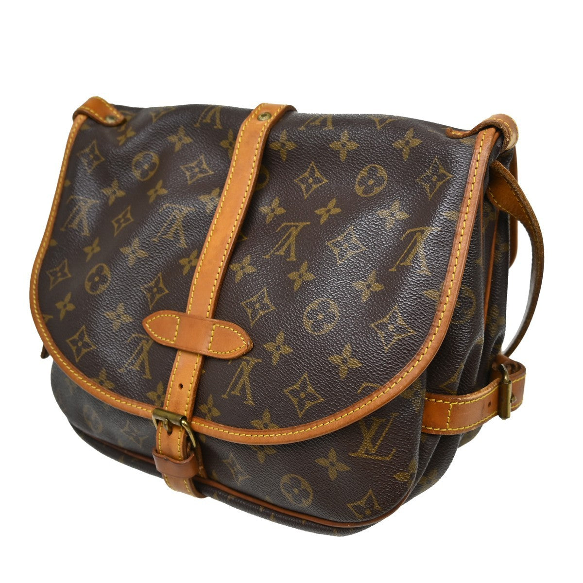 Louis Vuitton Saumur Handbag Monogram Canvas Brown Canvas Shoulder Bag Bag (Pre-Owned)