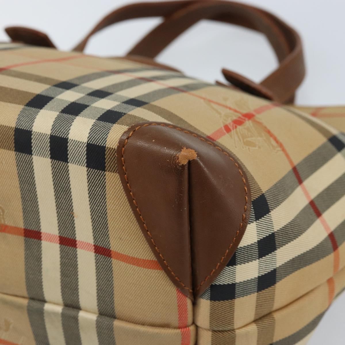 Burberry Nova Check Tote Canvas Check Pattern Beige Canvas Tote Bag Bag (Pre-Owned)