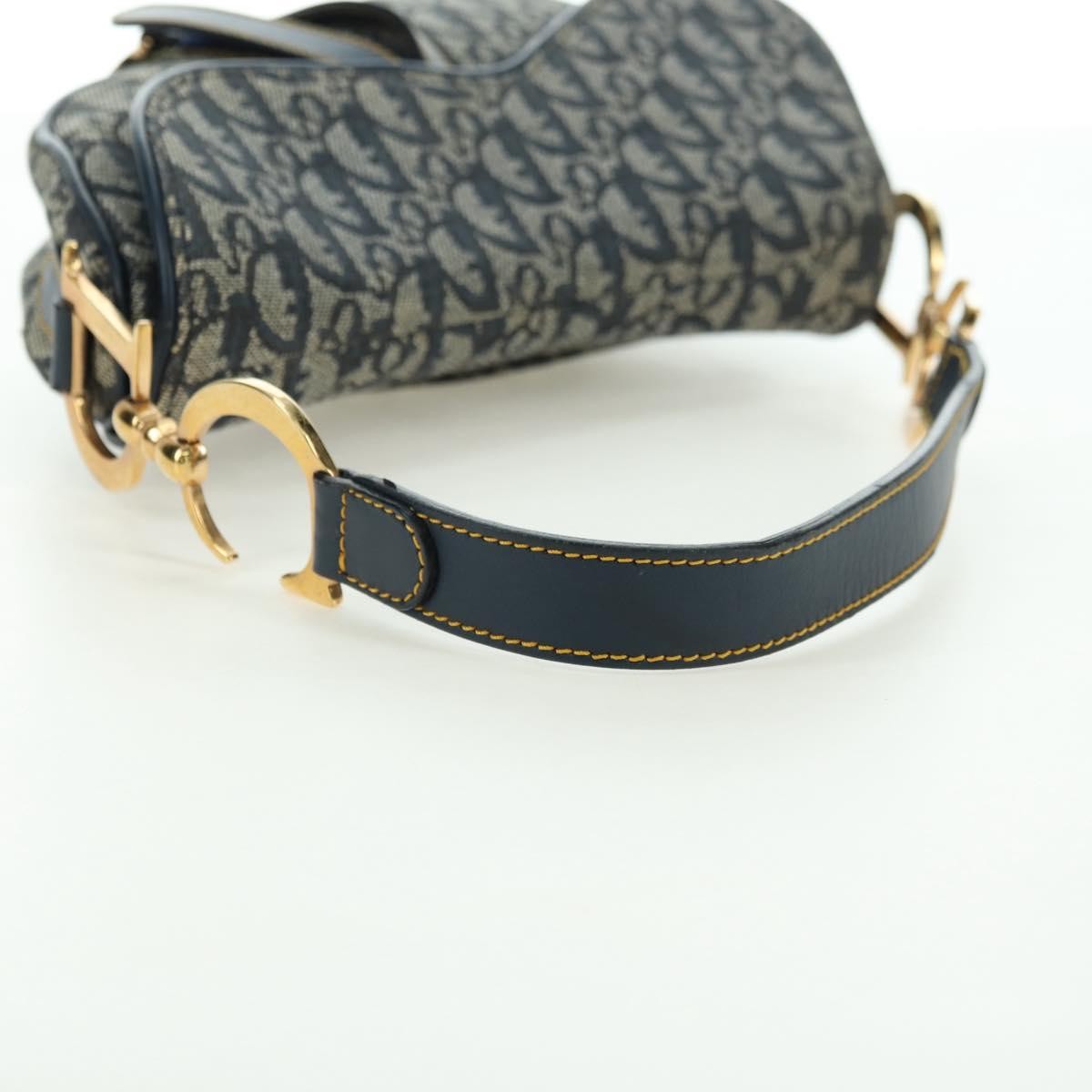 Christian Dior Saddle Handbag Oblique Canvas Navy Canvas Handbag (Pre-Owned)