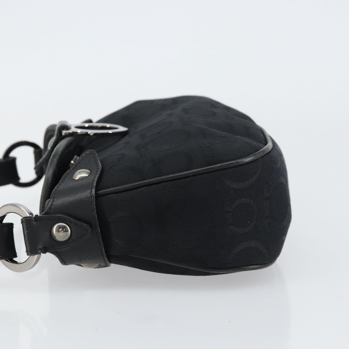 Salvatore Ferragamo Gancini Shoulder Bag Canvas Black Canvas Shoulder Bag Bag (Pre-Owned)
