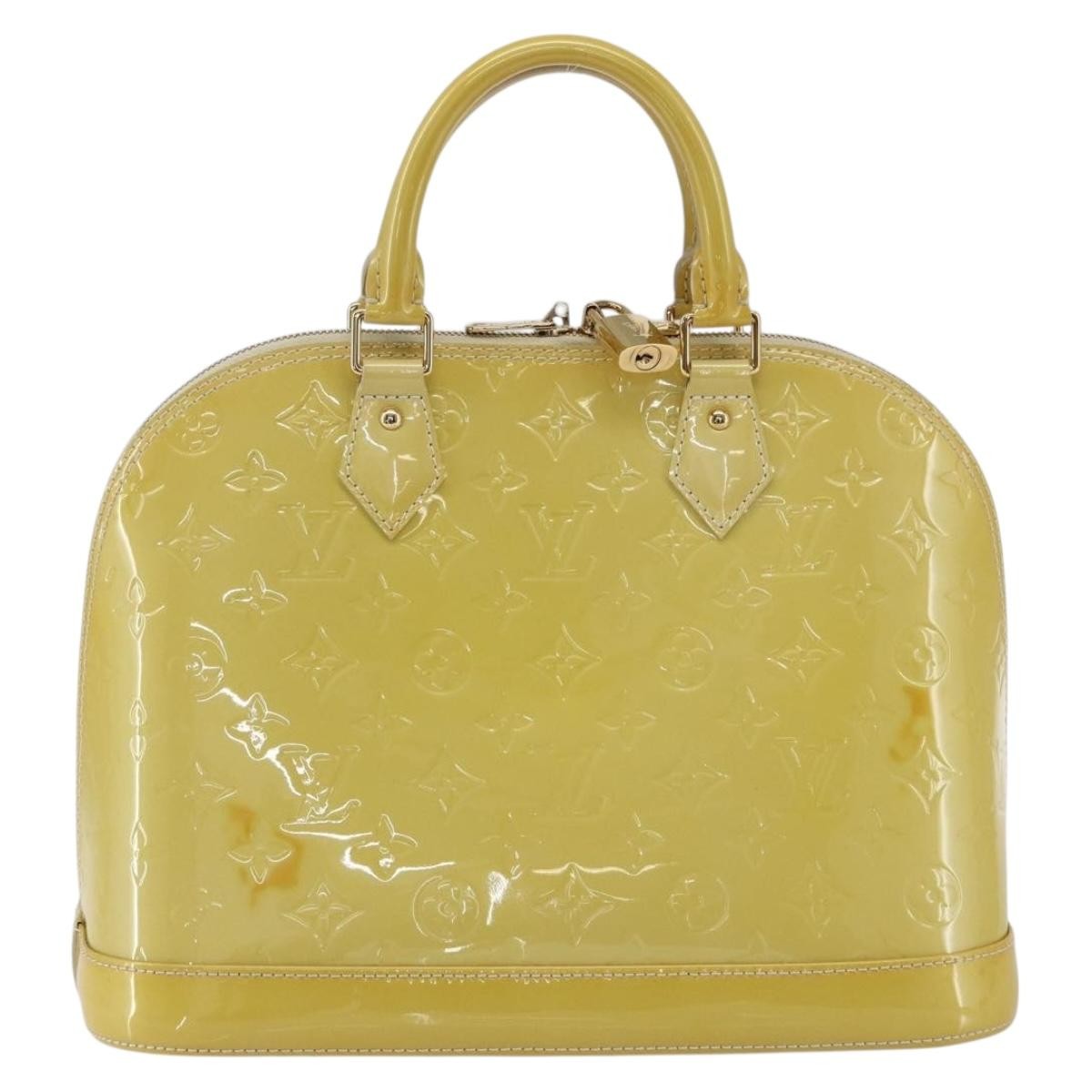 Louis Vuitton Alma Handbag Monogram Vernis Beige Patent_Leather Handbag (Pre-Owned)