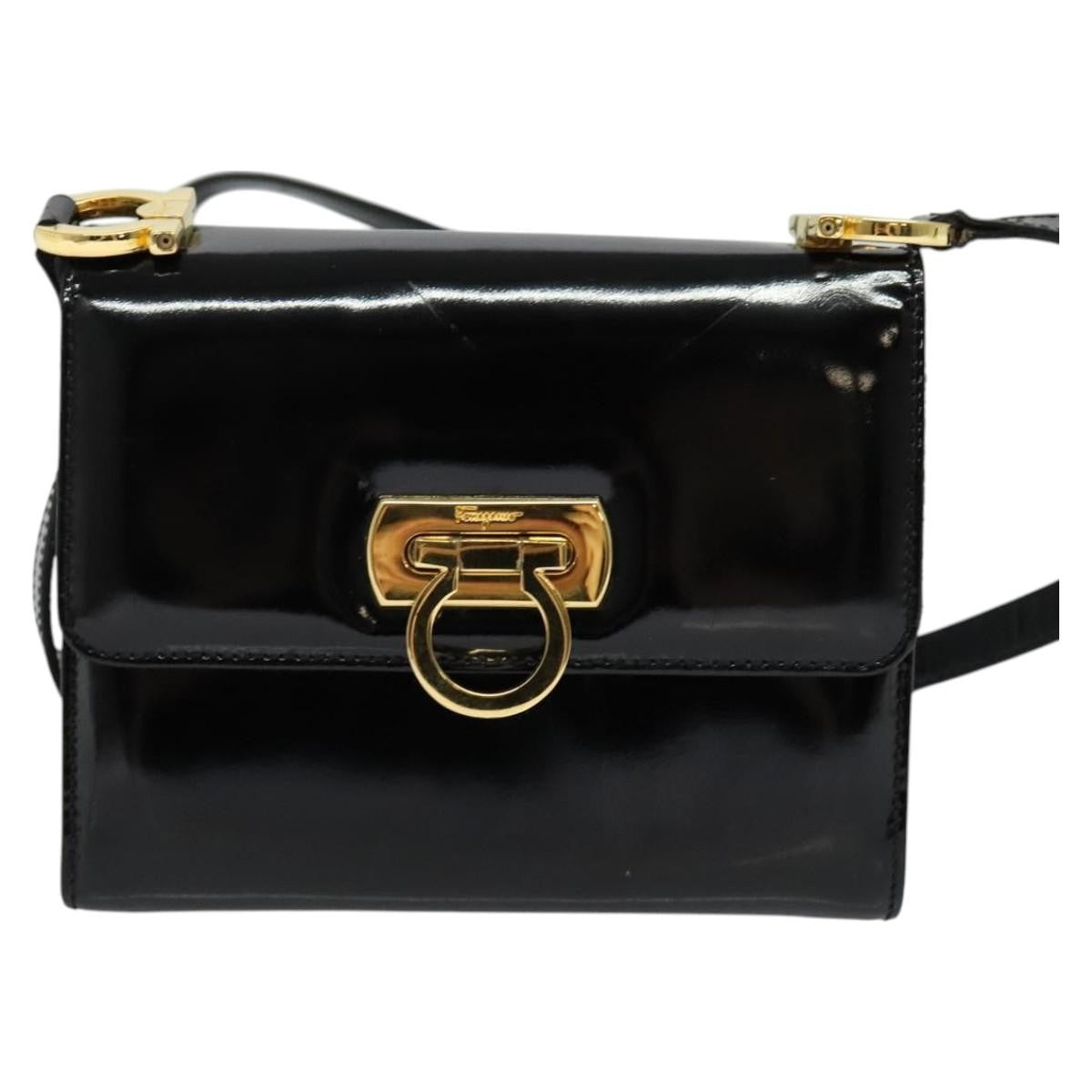 Salvatore Ferragamo Gancini Shoulder Bag Patent Leather Black Patent_Leather Shoulder Bag Bag (Pre-Owned)
