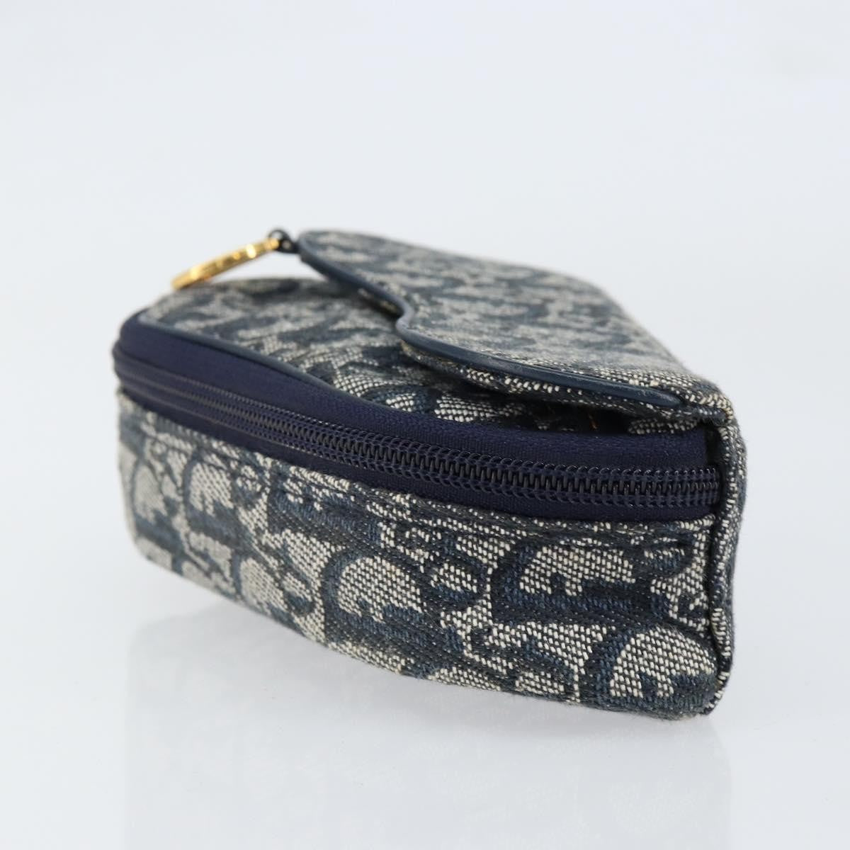 Christian Dior Vintage Saddle Coin Purse Diorissimo Canvas Navy Canvas Clutche & Pouche Bag (Pre-Owned)