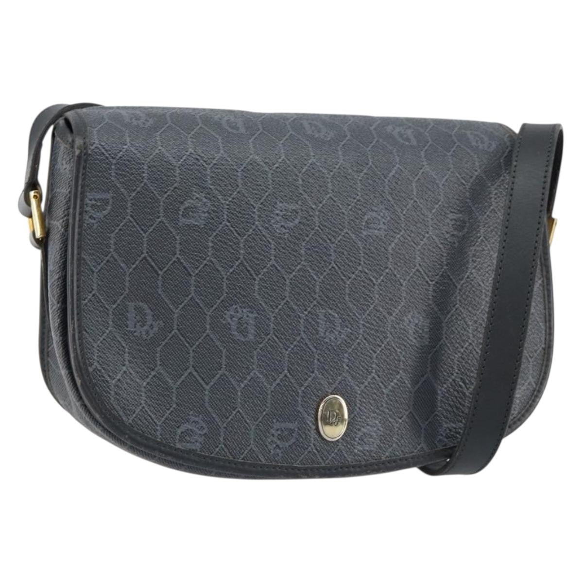 Christian Dior Vintage Honeycomb Shoulder Bag Canvas Black Canvas Shoulder Bag Bag (Pre-Owned)