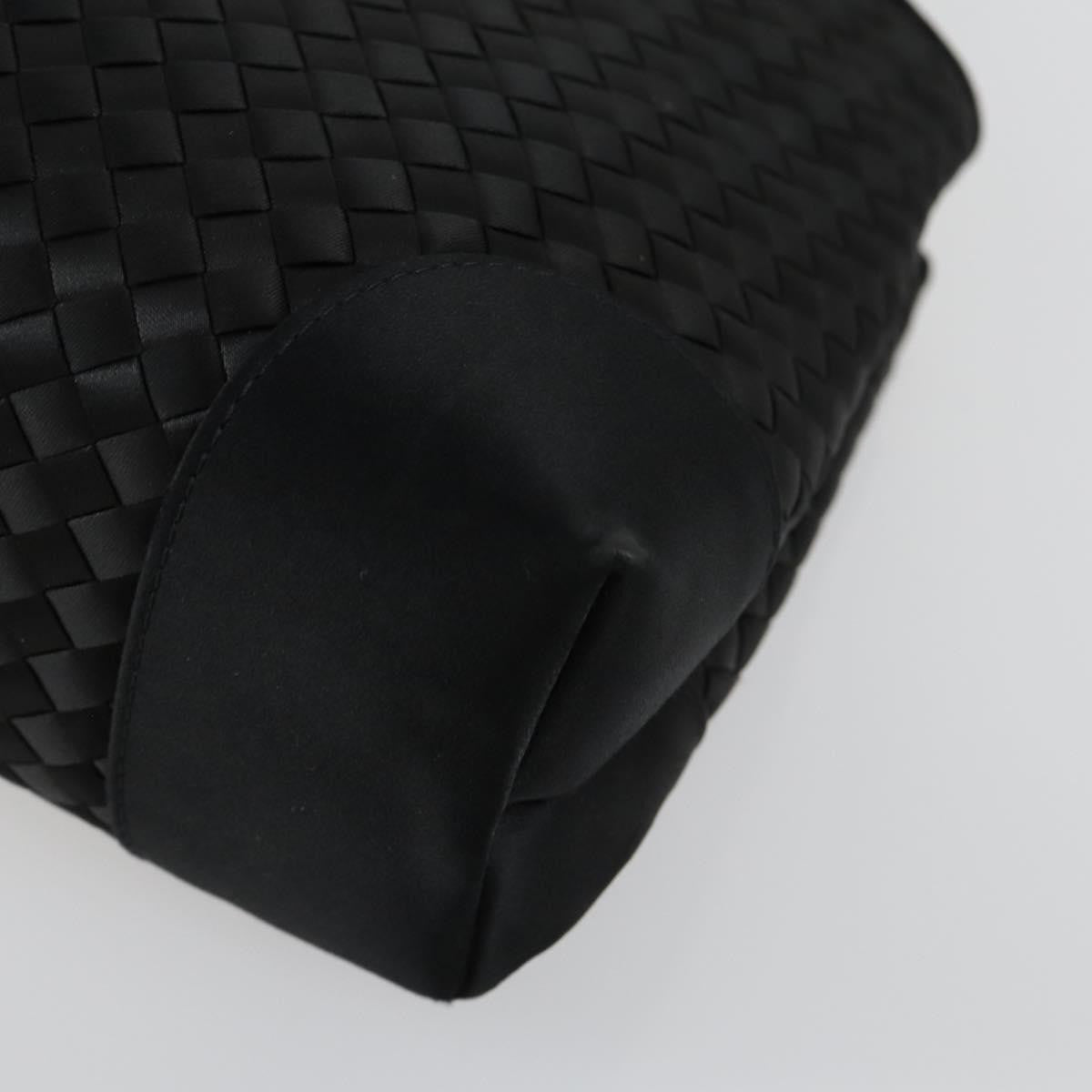 Bottega Veneta Intrecciato Handbag Satin Black Satin Handbag (Pre-Owned)