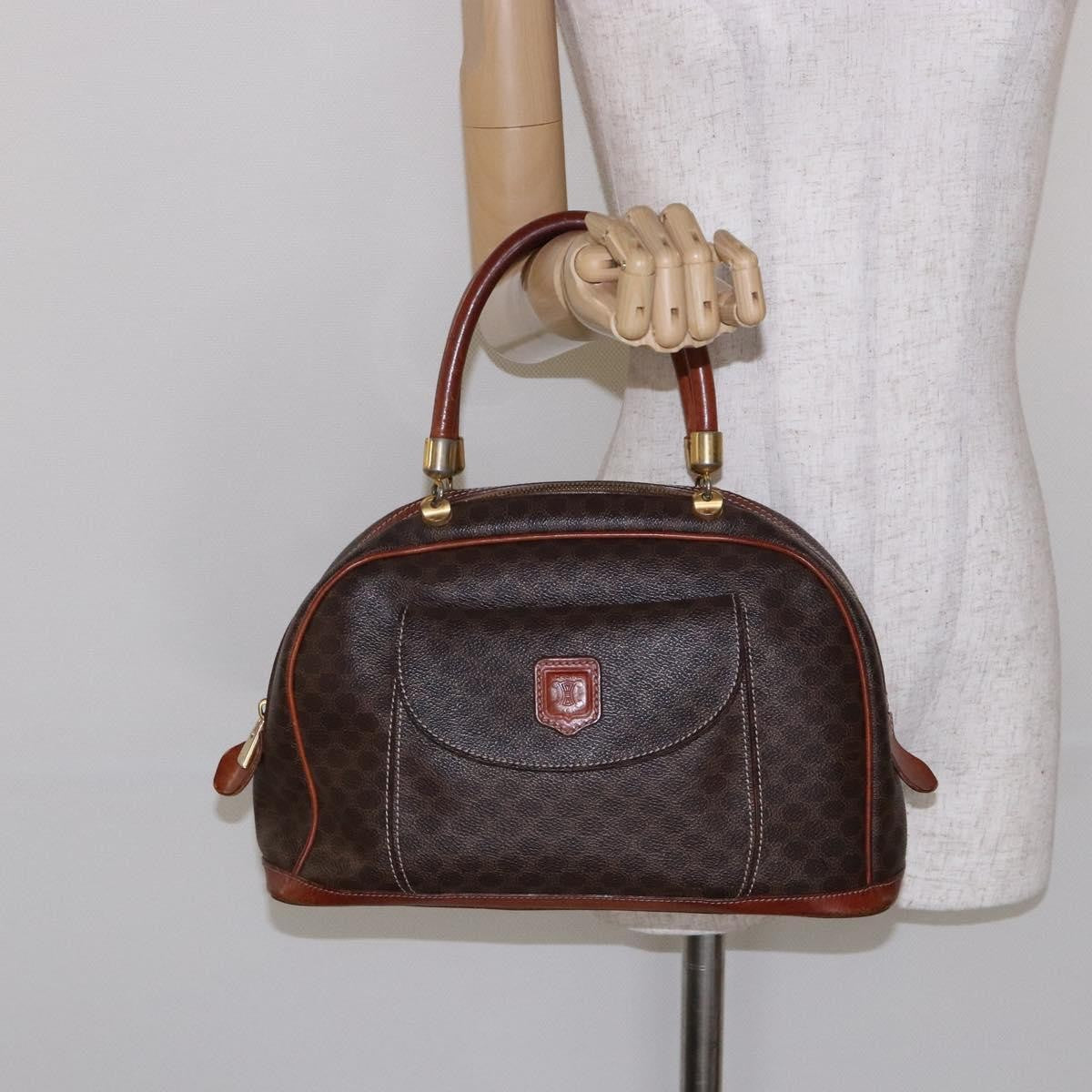 Celine Macadam Handbag Macadam With Leather Brown Canvas Handbag (Pre-Owned)