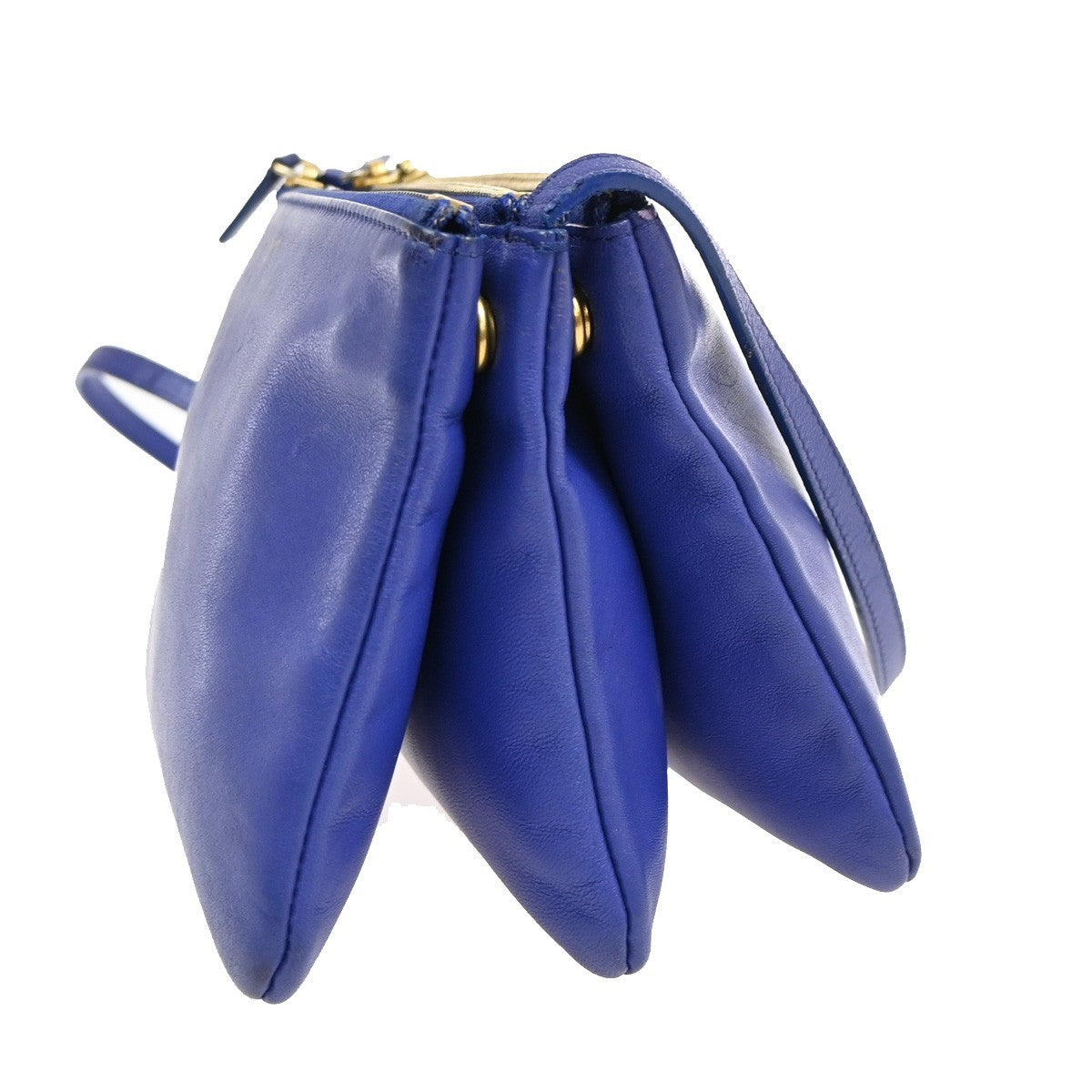 Celine Trio Crossbody Bag Leather Blue Leather Shoulder Bag Bag (Pre-Owned)