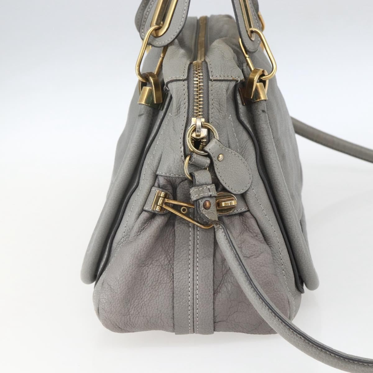 Chloe Paraty Top Handle Bag Leather Gray Leather Handbag (Pre-Owned)