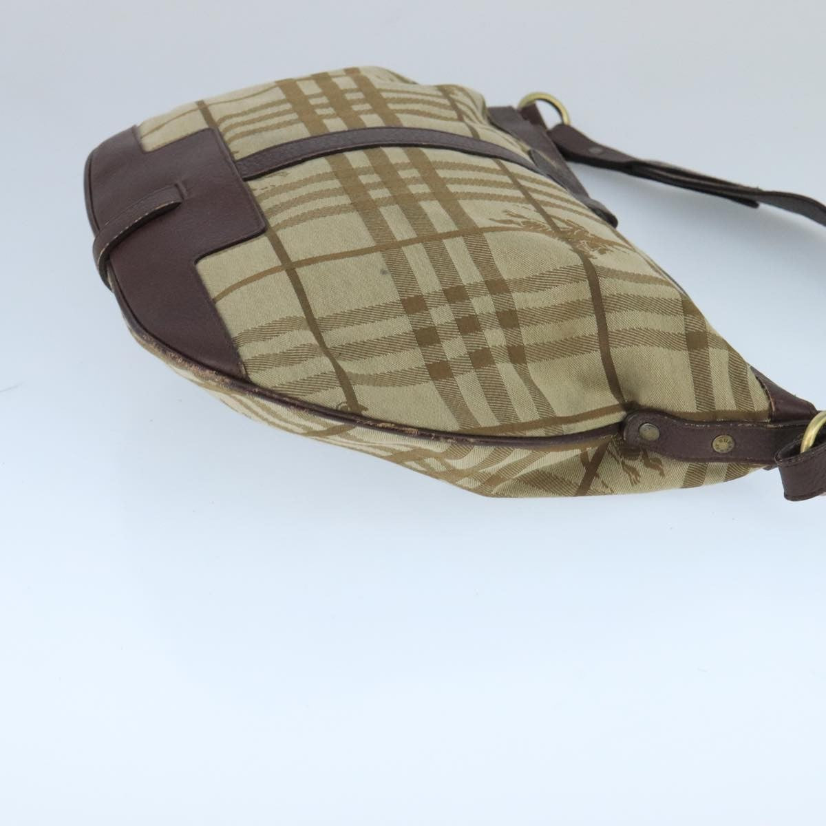 Burberry Nova Check Shoulder Bag Canvas And Leather Beige Canvas Shoulder Bag Bag (Pre-Owned)