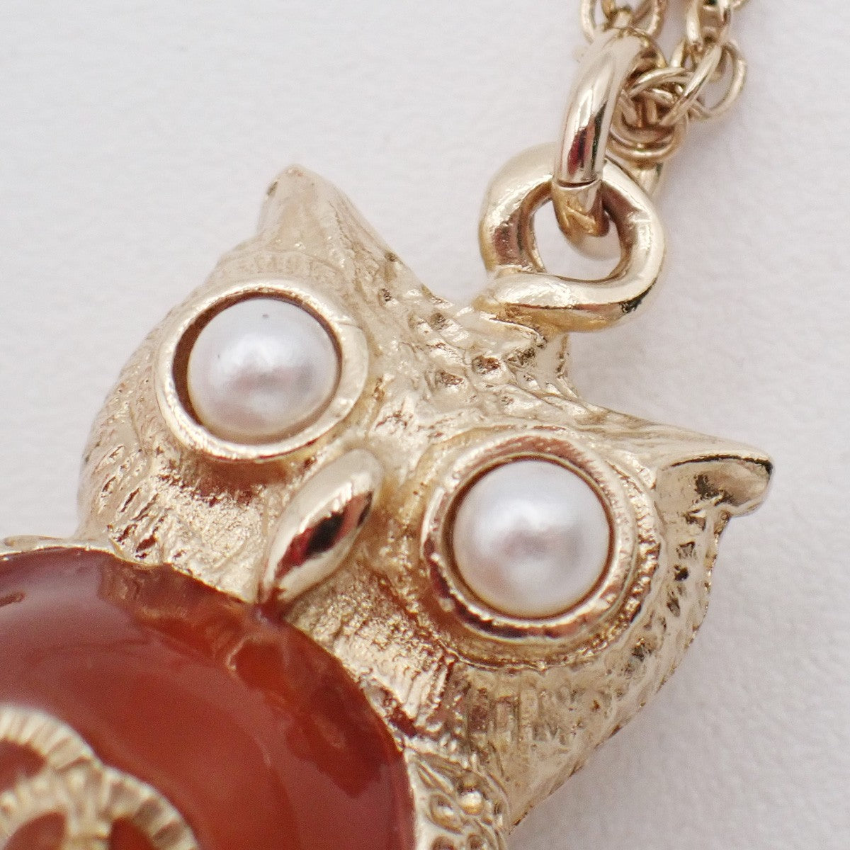 Chanel Owl Pendant Necklace Gold Plated Gold Gold_Plated Necklace Jewelry (Pre-Owned)