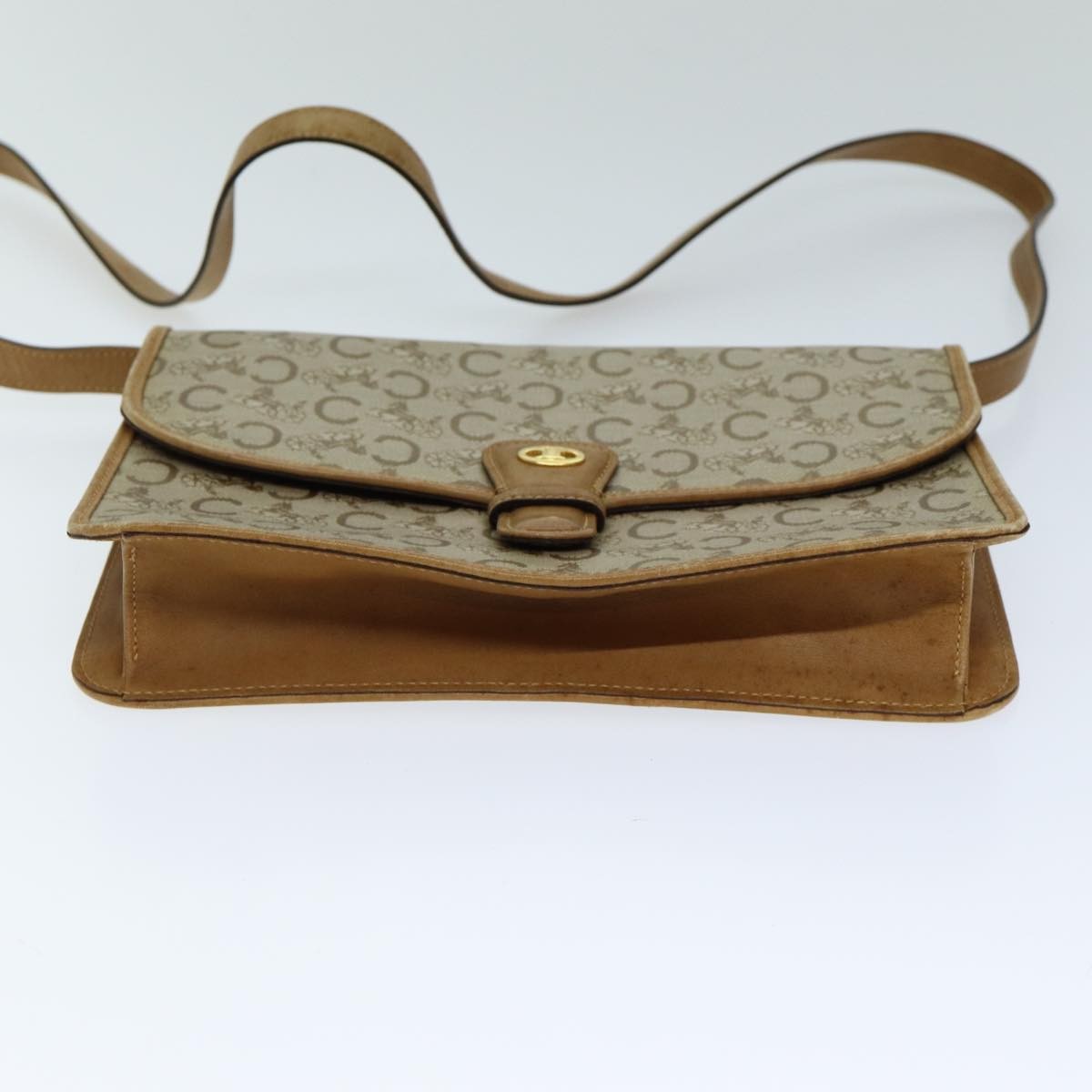Celine C Macadam Shoulder Bag Canvas Beige Canvas Shoulder Bag Bag (Pre-Owned)