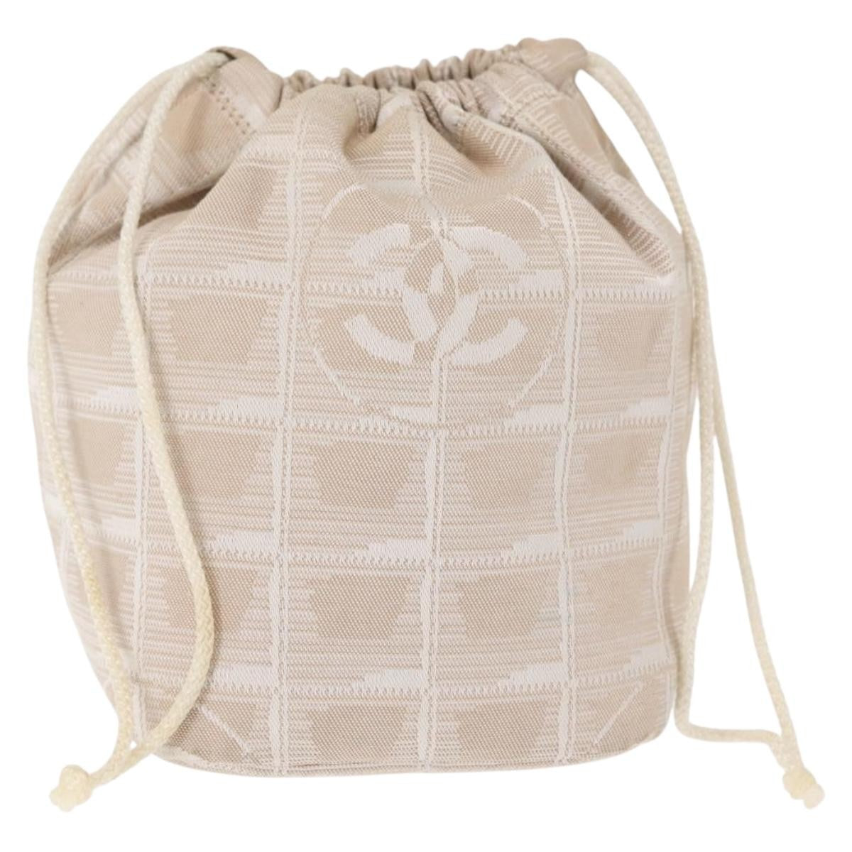 Chanel Travel Line Pouch Nylon Beige Nylon Clutche & Pouche Bag (Pre-Owned)