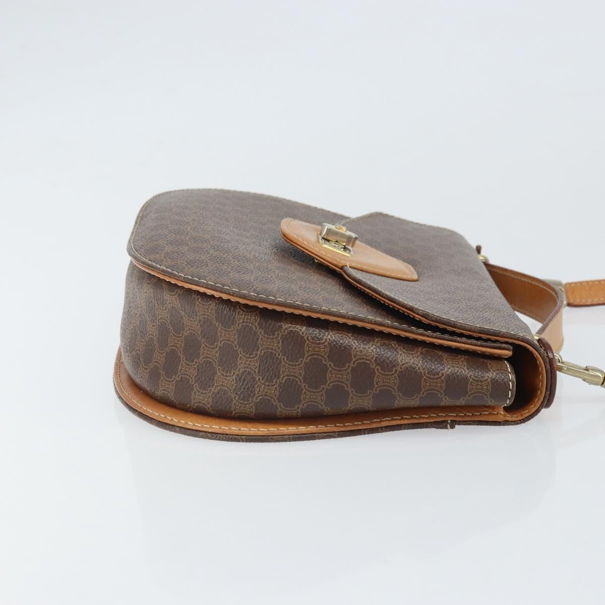 Celine Vintage Macadam Shoulder Bag Canvas And Leather Brown Canvas Shoulder Bag Bag (Pre-Owned)