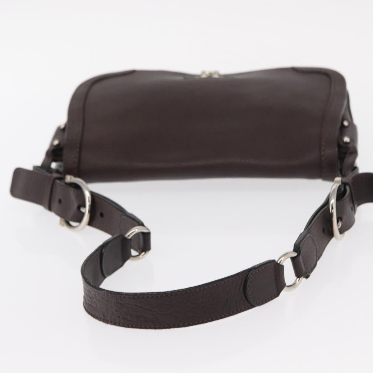 Salvatore Ferragamo Gancini Shoulder Bag Leather Brown Leather Shoulder Bag Bag (Pre-Owned)