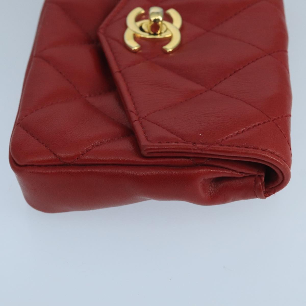 Chanel Vintage Cc Flap Waist Bag Quilted Leather Red Leather Clutche & Pouche Bag (Pre-Owned)