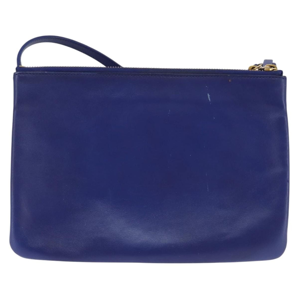 Celine Trio Crossbody Bag Leather Blue Leather Crossbody Bag Bag (Pre-Owned)