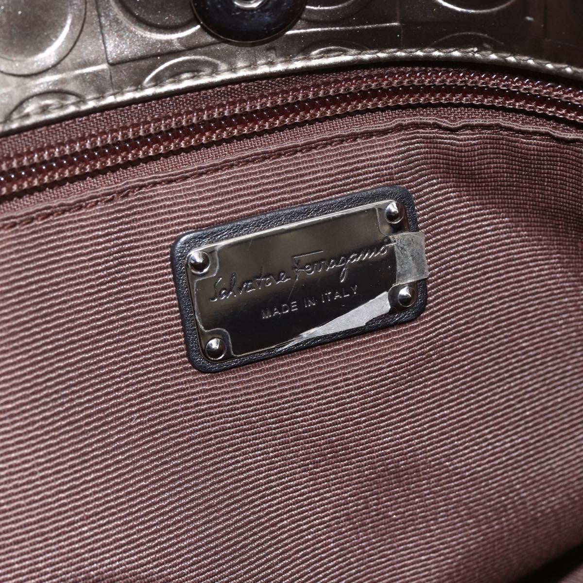 Salvatore Ferragamo Gancini Tote Patent Leather Gold Patent_Leather Tote Bag Bag (Pre-Owned)